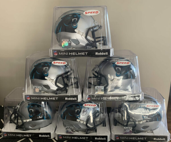 Signed Adam Thielen and Bryce Young Mini Helmet #3
